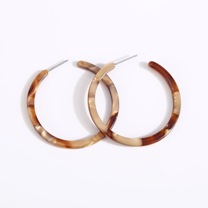 BaubleStar Tortoise Shell Resin Hoop Earrings Acrylic Round Circle Dangle Amber Ear Drops Fashion Jewelry for Women - Image 4